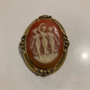 Vintage Cameo Brooch with Gold Trim